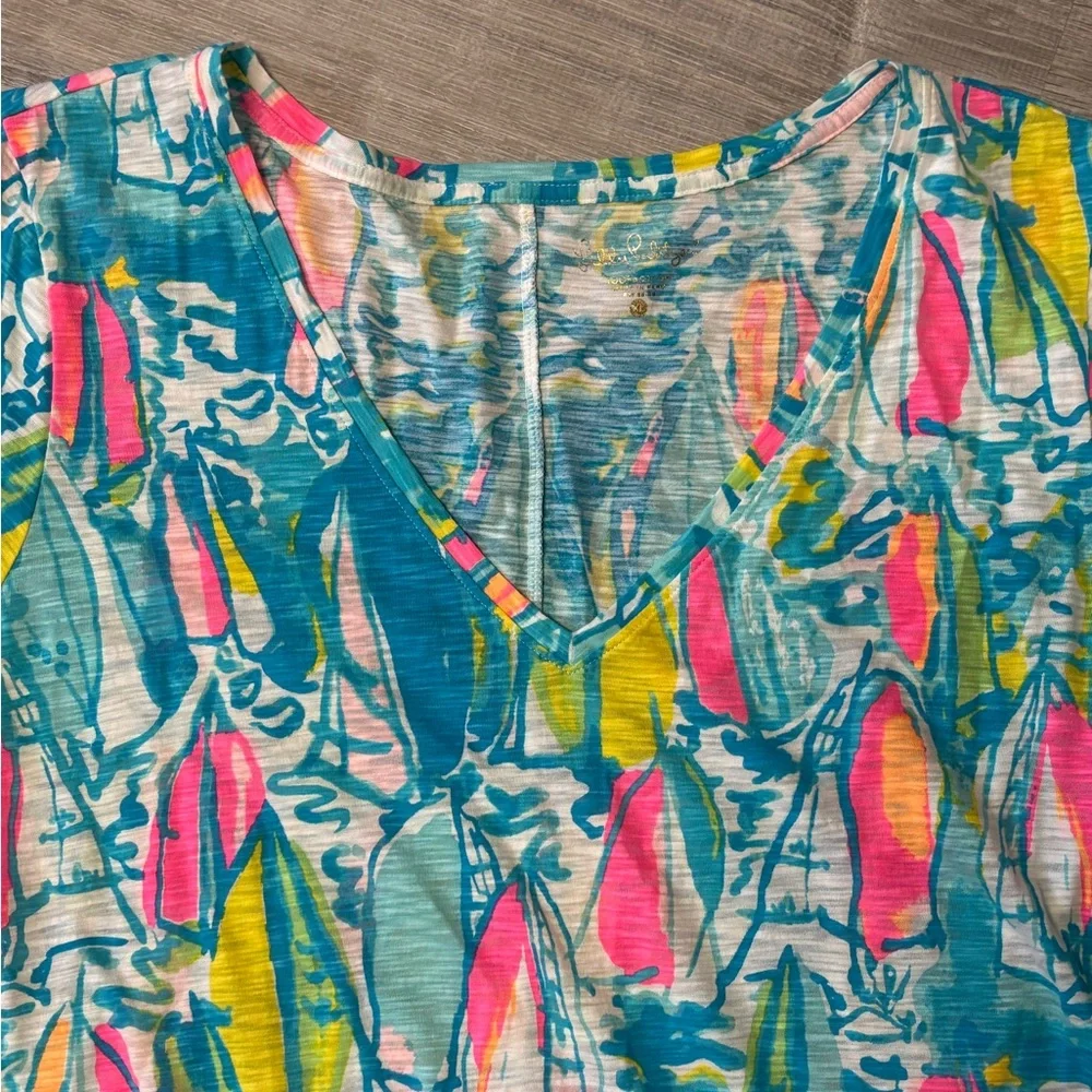 Lilly Pulitzer V-neck Sailboats Cotton Dress - Picture 2 of 9